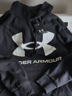 Under Armour Men’s Black Hoodie with Large White Logo